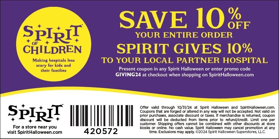 Shop at your local Spirit Halloween store and donate to our hospitals