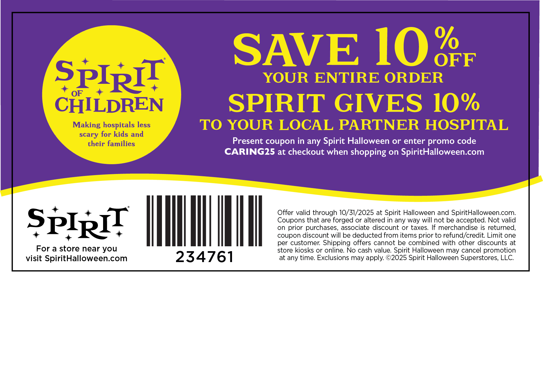 Shop at your local Spirit Halloween store and donate to our hospitals