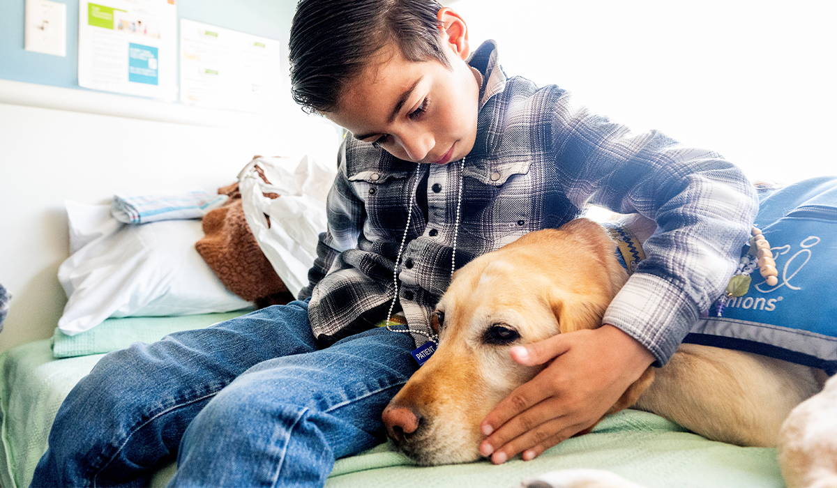 Patient with puppy