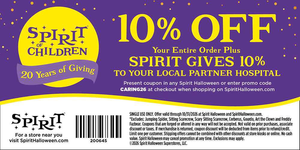 Shop at your local Spirit Halloween store and donate to our hospitals