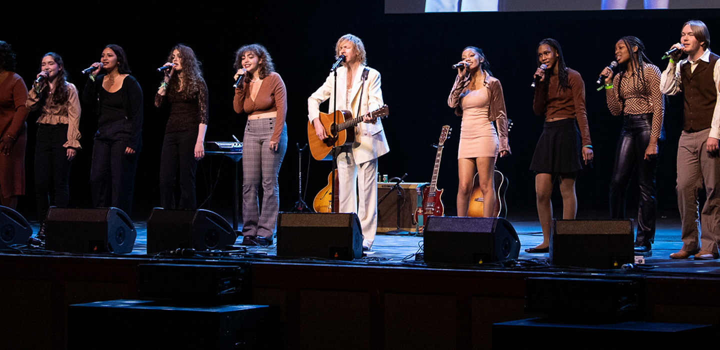 Beck performs with Oakland School for the Arts at Notes & Words 2022 at the Fox Theater