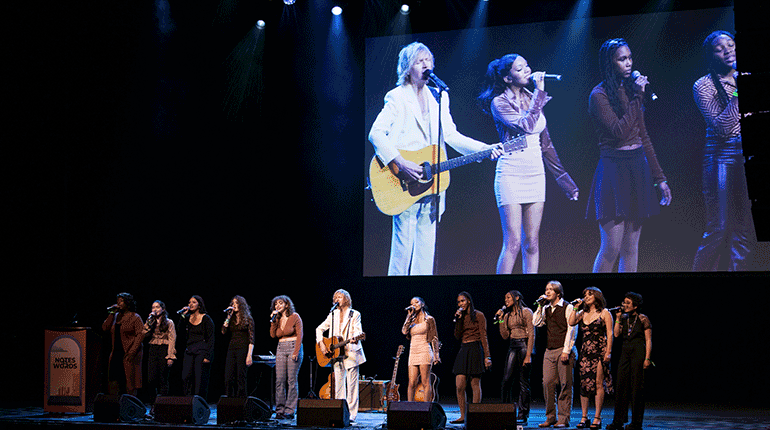 Beck performs with Oakland School for the Arts at Notes & Words 2022 at the Fox Theater