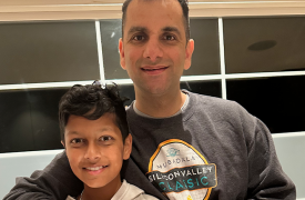 Tej and Raghav on their one-year “liverversary”.