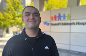 Andrew smiles for the camera